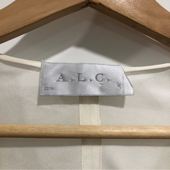 A.L.C. White with blue flowers silk sleeveless dress. Size 0. - Picture 3 of 12